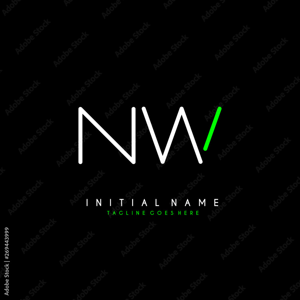 Initial N W NW minimalist modern logo identity vector Initial N W NW minimalist modern logo identity vector