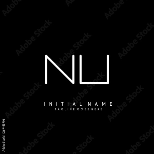 Initial N U NU minimalist modern logo identity vector