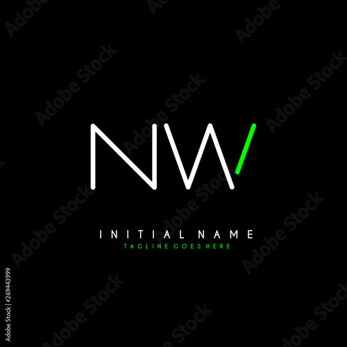 Initial N W NW minimalist modern logo identity vector