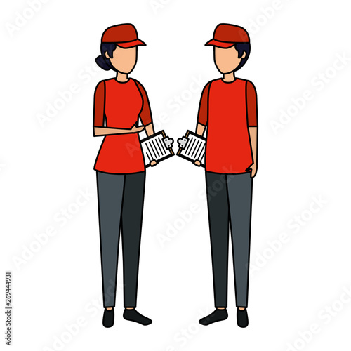 delivery workers couple characters