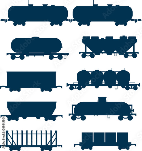 Set of different types of freight cars 
