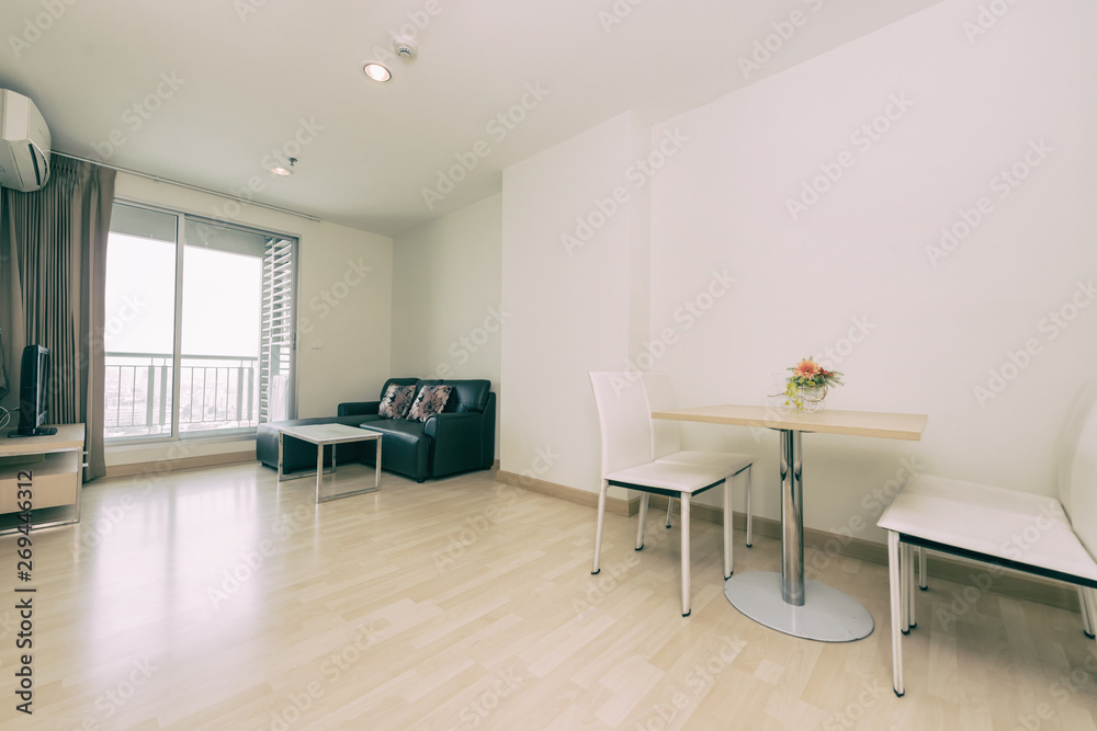 Fototapeta premium Modern living room and kitchen in small apartment