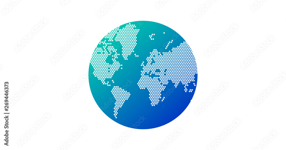 Simple Globe shape, World map created from dots on white background. Global connection concept.