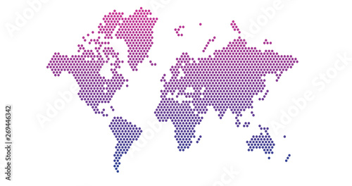 Fototapeta Naklejka Na Ścianę i Meble -  World map square dotted style, vector illustration isolated on white background.