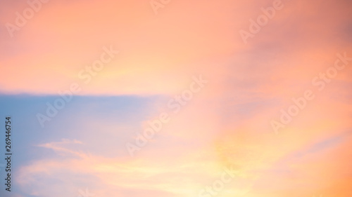 Beautiful view of sky and cloud in twilight after sunset.orange tone in sky background.