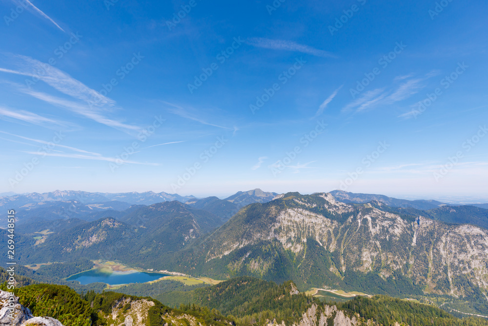 Lake Weitsee, view from Mountrain Dürrnbachhorn, aerial view Lake Weitsee, view from Mountrain Dürrnbachhorn, aerial view