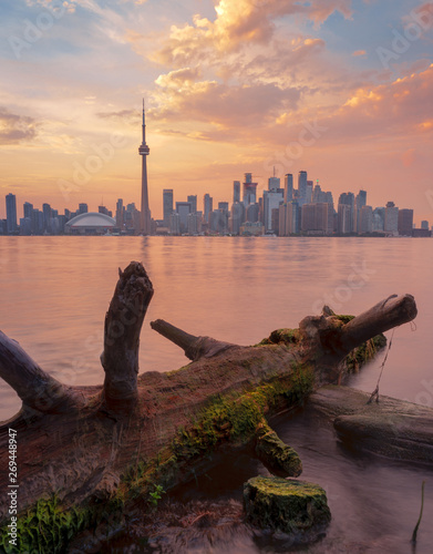 Wallpaper Mural Sunset City Skyline Skyscraper Architecture with Beautiful Colour in Toronto Ontario Canada Torontodigital.ca