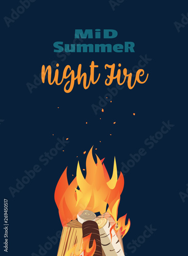 Summer fire festival flat color vector