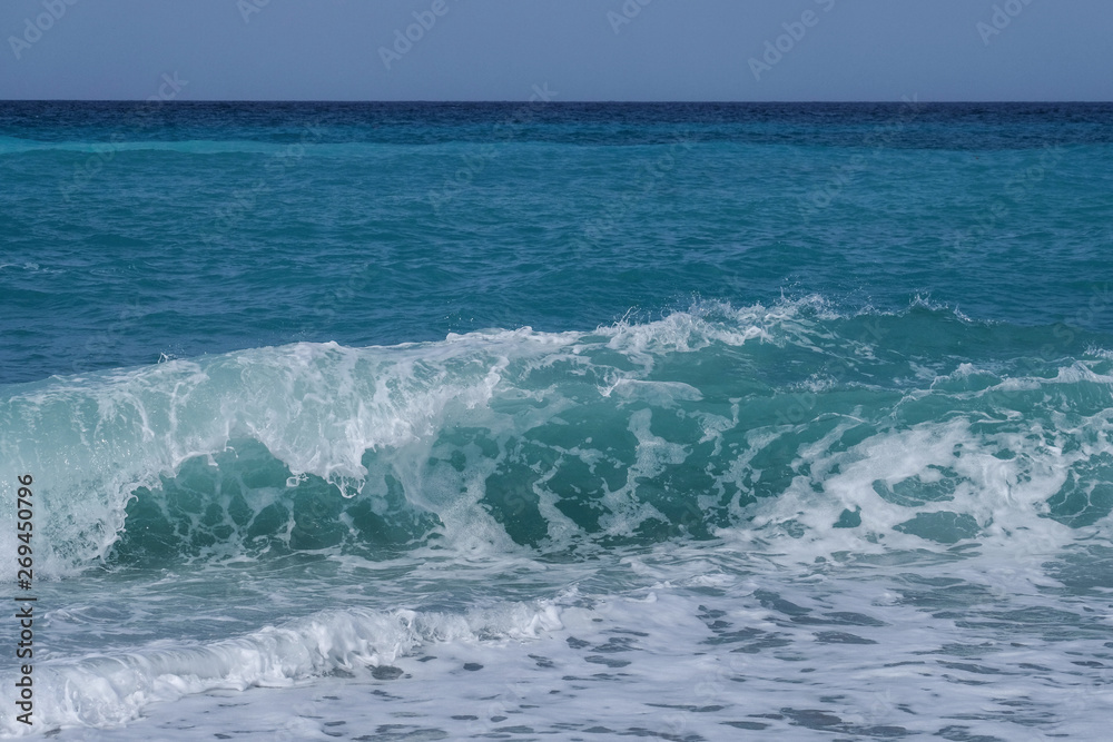 Clean sea water. Beautiful sea waves.