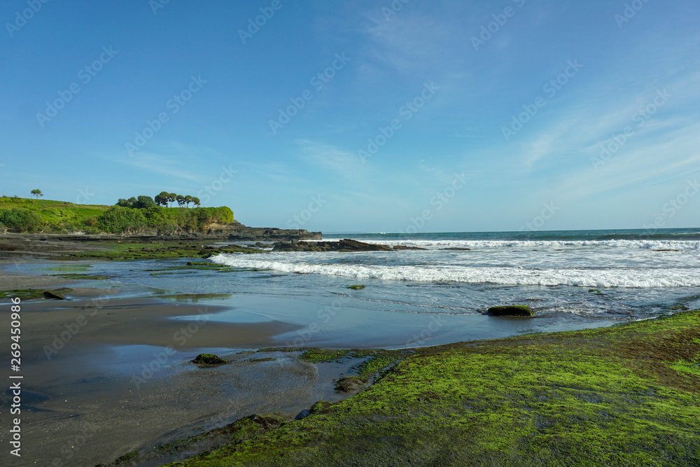 Beach near Tanah Lot Temple in Bali Indonesia