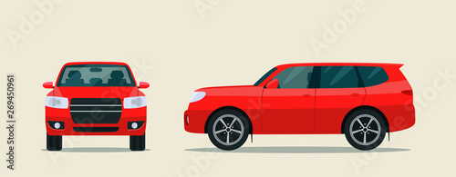 SUV car two angle set. Car side view