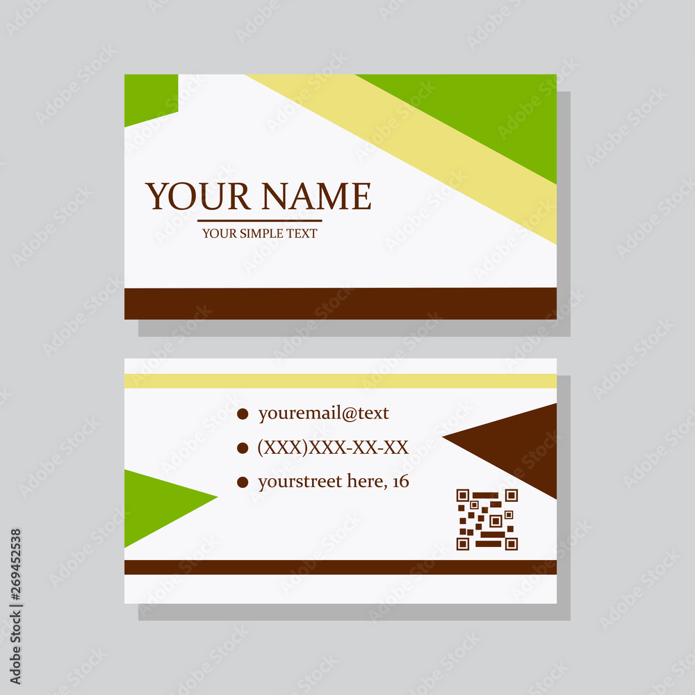 Naklejka premium Modern simple light business card template with flat user interface