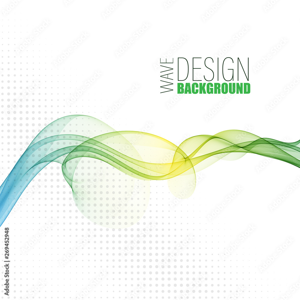  Design of a blue-green smoky wave on an abstract background.