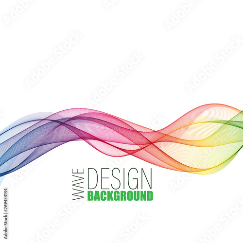  Colored horizontal wave on a white background. Brochure template, design element