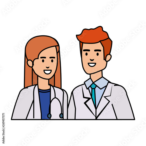 couple of professionals doctors avatars characters