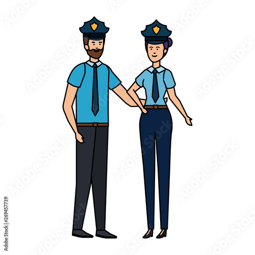 couple polices officers avatars characters