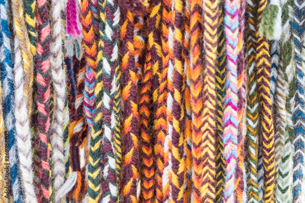 Wool ropes in different colors.