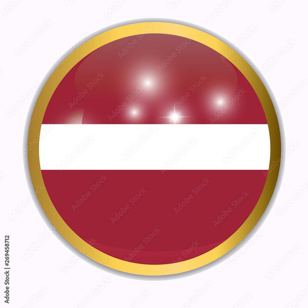 Bright button with flag of Latvia. Bright illustration with flag . Bright button with flag of Latvia. Bright illustration with flag .
