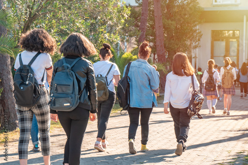 Canvas-taulu Group of kids going to school together, back to school
