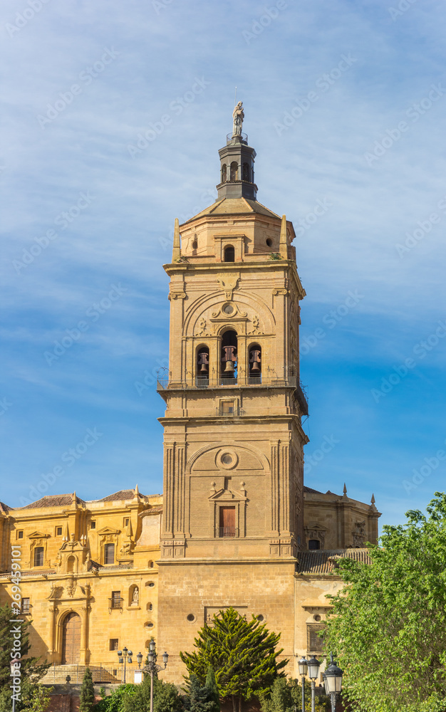 Tower of the historic cathedral of Guadix, Spain