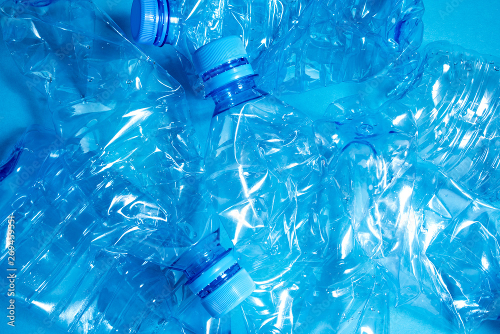 Crumpled plastic bottles of mineral water. Plastic waste Crumpled plastic bottles of mineral water. Plastic waste