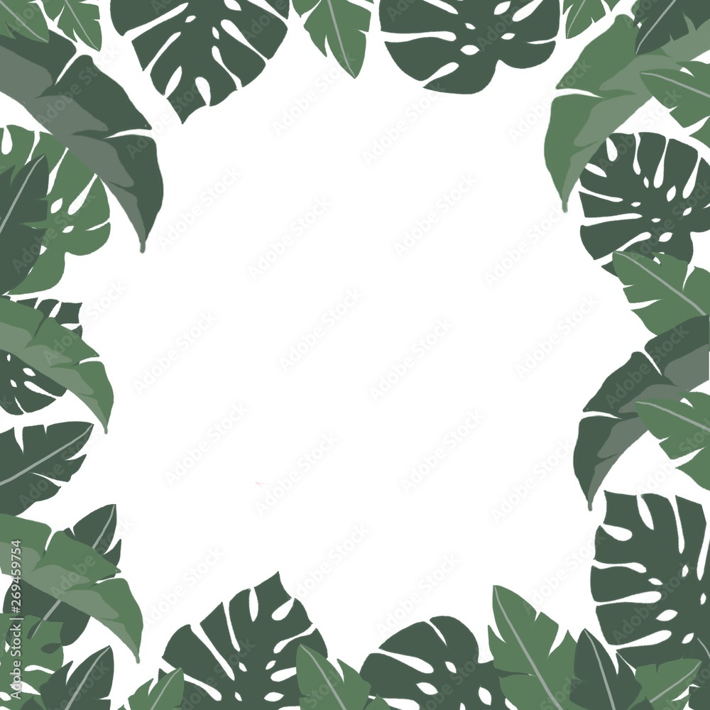 green tropical leaves like frame