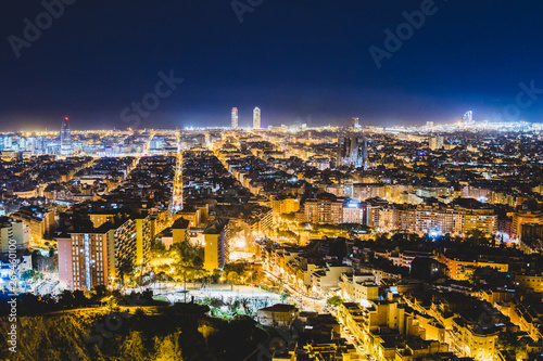 Barcelona, one of the most famous destinations seen at night, Spain, Europe