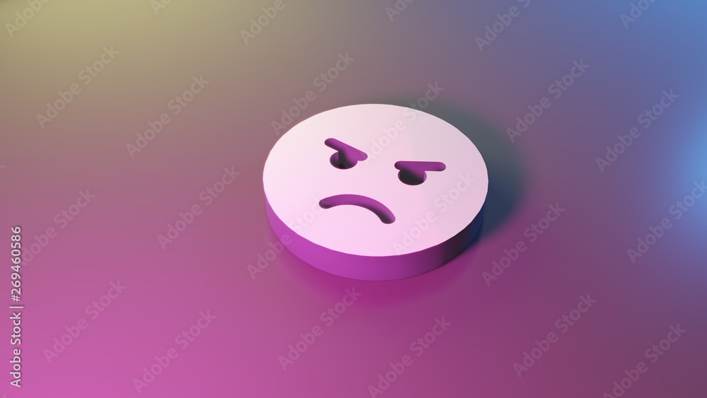 3d symbol of angry icon render 3d symbol of angry icon render