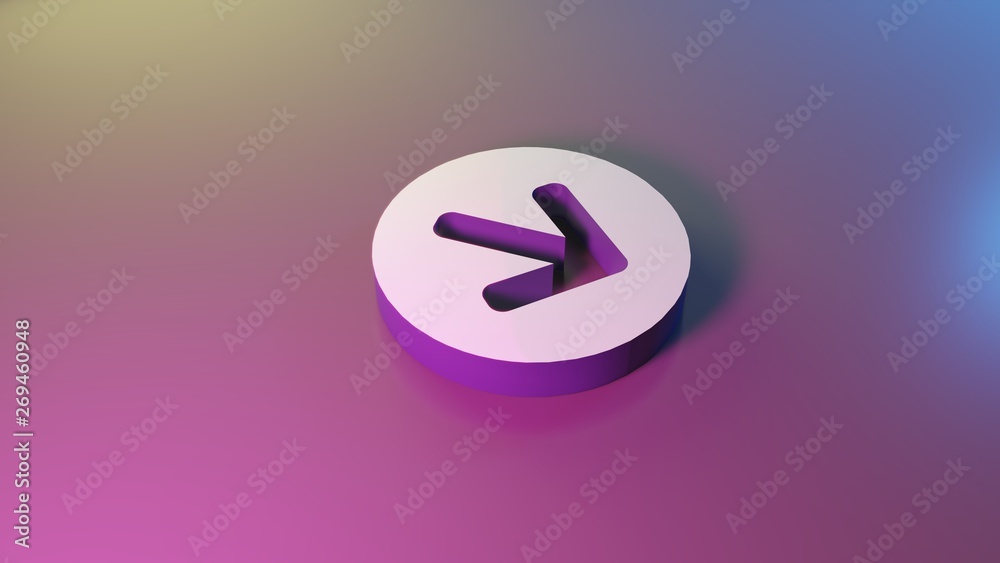 3d symbol of right arrow in circle icon render 3d symbol of right arrow in circle icon render