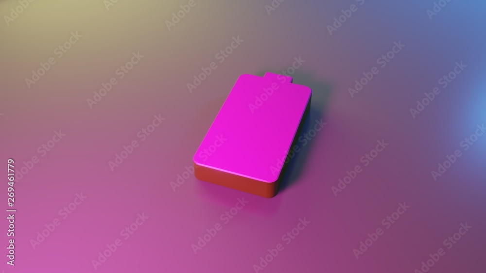 3d vertical symbol of full battery icon render 3d vertical symbol of full battery icon render