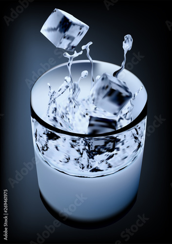 glass with liquid and ice