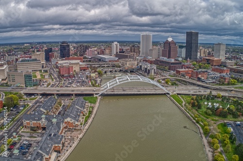 Aerial View of Downtown Rochester, New York during May