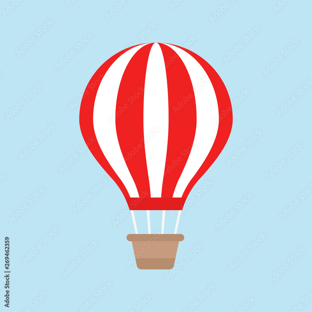 Fototapeta premium Hot air balloon. Sky. Icon. White background. Vector illustration. EPS 10.