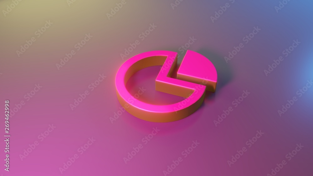 3d symbol of pie chart icon render 3d symbol of pie chart icon render
