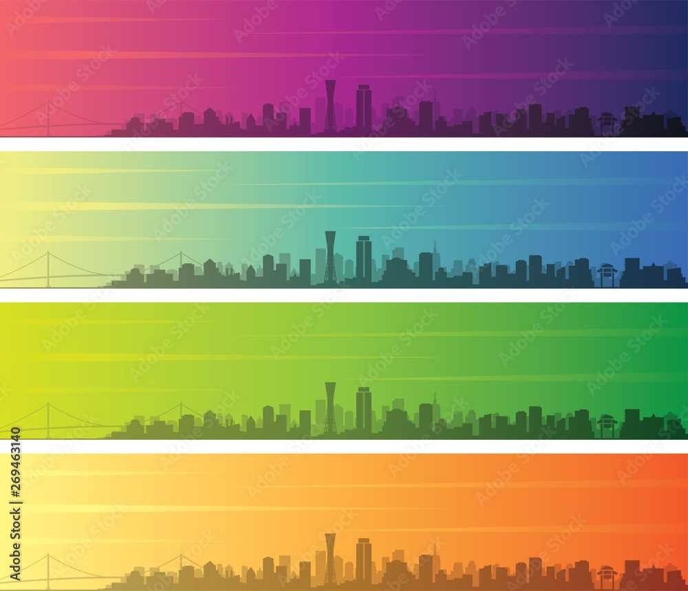 Kobe Multiple Color Gradient Skyline Banner