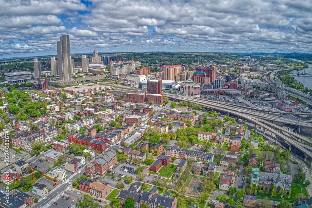 Aerial View of the City Albany, Capitol of the State of New York