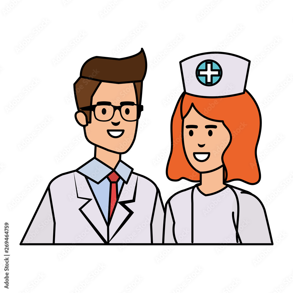couple of professionals doctor and nurse characters couple of professionals doctor and nurse characters