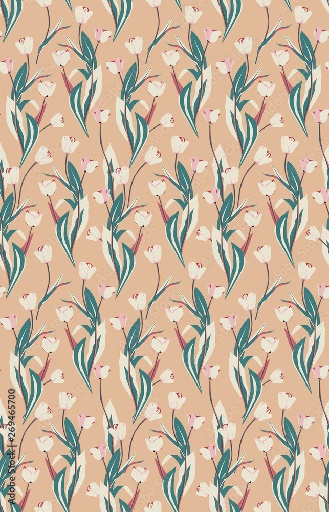 seamless pattern with hand drawn tulips seamless pattern with hand drawn tulips