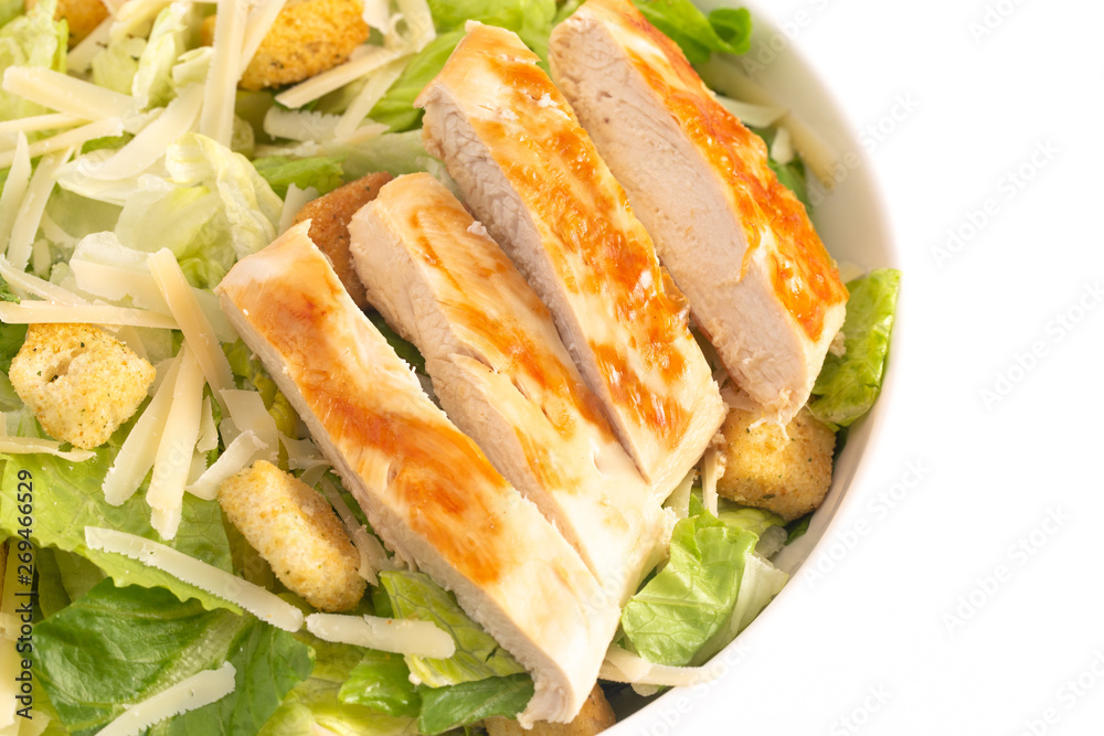 Chicken Caesar Salad Isolated on a White Background Chicken Caesar Salad Isolated on a White Background