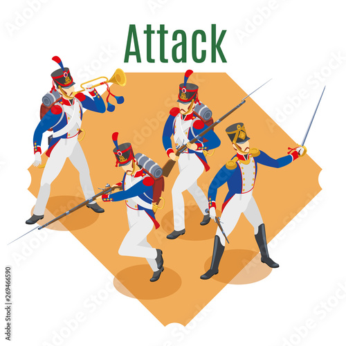 Napoleon's grenadiers on isolated background