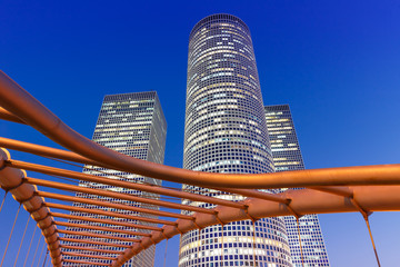 Tel Aviv Azrieli Center skyline Israel twilight night city skyscrapers modern architecture