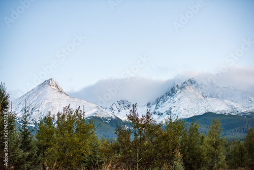 slovakia Tatra mountain tops in misty weather