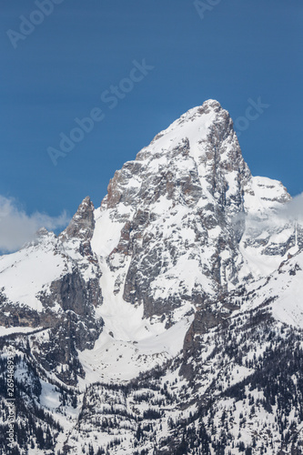 Snowcapped Grand Teton Peak (correct name is 'Hayden Peak') can be seen from almost anywhere in Grand Teton National Park. Taken in mid-May during the afternoon. photo