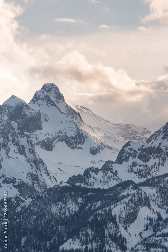 Snowcapped Grand Teton Peak (correct name is 'Hayden Peak') can be seen from almost anywhere in Grand Teton National Park. Taken in mid-May during sunset.