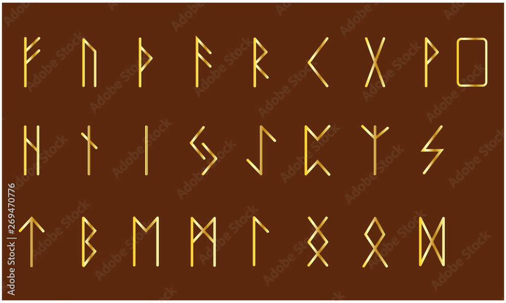 Set of Old Norse Scandinavian runes. Rune alphabet. Occult ancient symbols. Set of Old Norse Scandinavian runes. Rune alphabet. Occult ancient symbols.