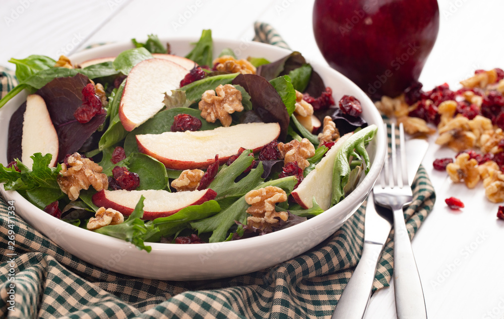Cranberry Walnut and Apple Salad on a Bed of Mixed Greens Cranberry Walnut and Apple Salad on a Bed of Mixed Greens