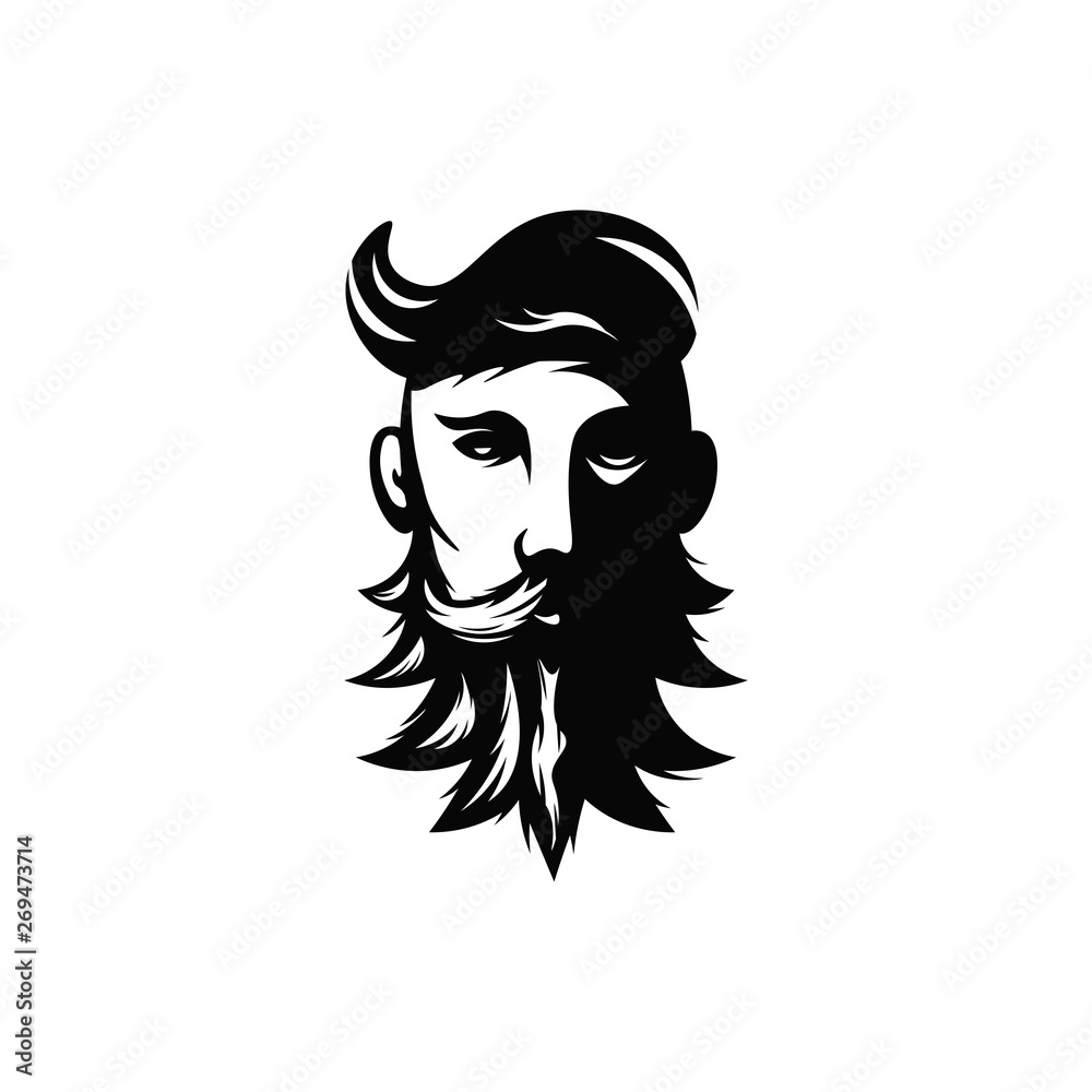 Man bearded face. Logo design on white background. Man bearded face. Logo design on white background.