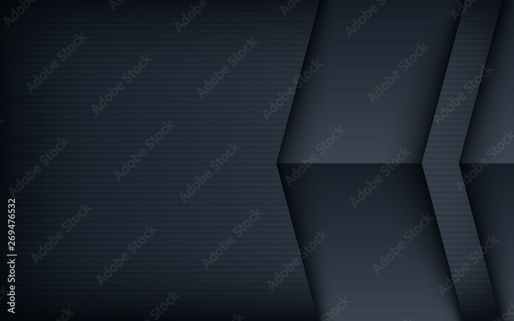 Realistic textured black background. Arrow overlap layers concept. Realistic textured black background. Arrow overlap layers concept.