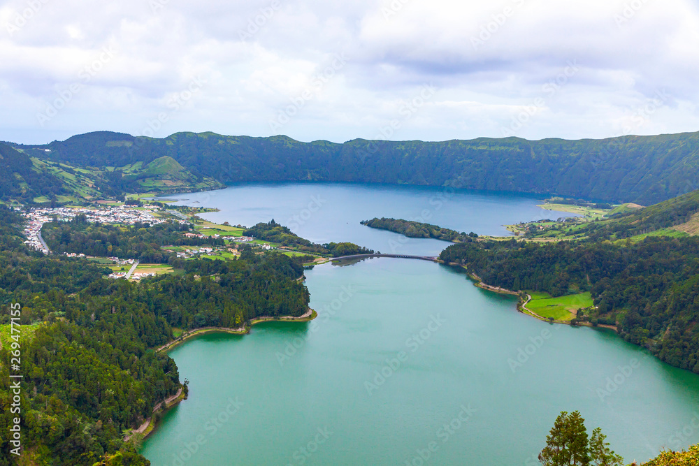 Picturesque view of the Lake of Sete Cidades (