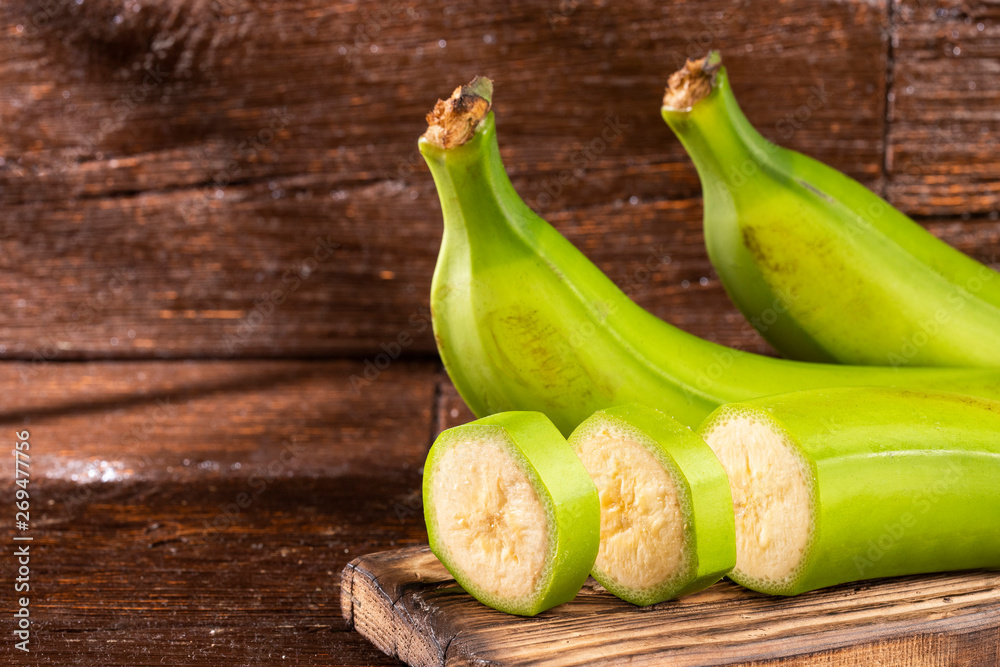 Organic green banana - Musa x paradisiaca